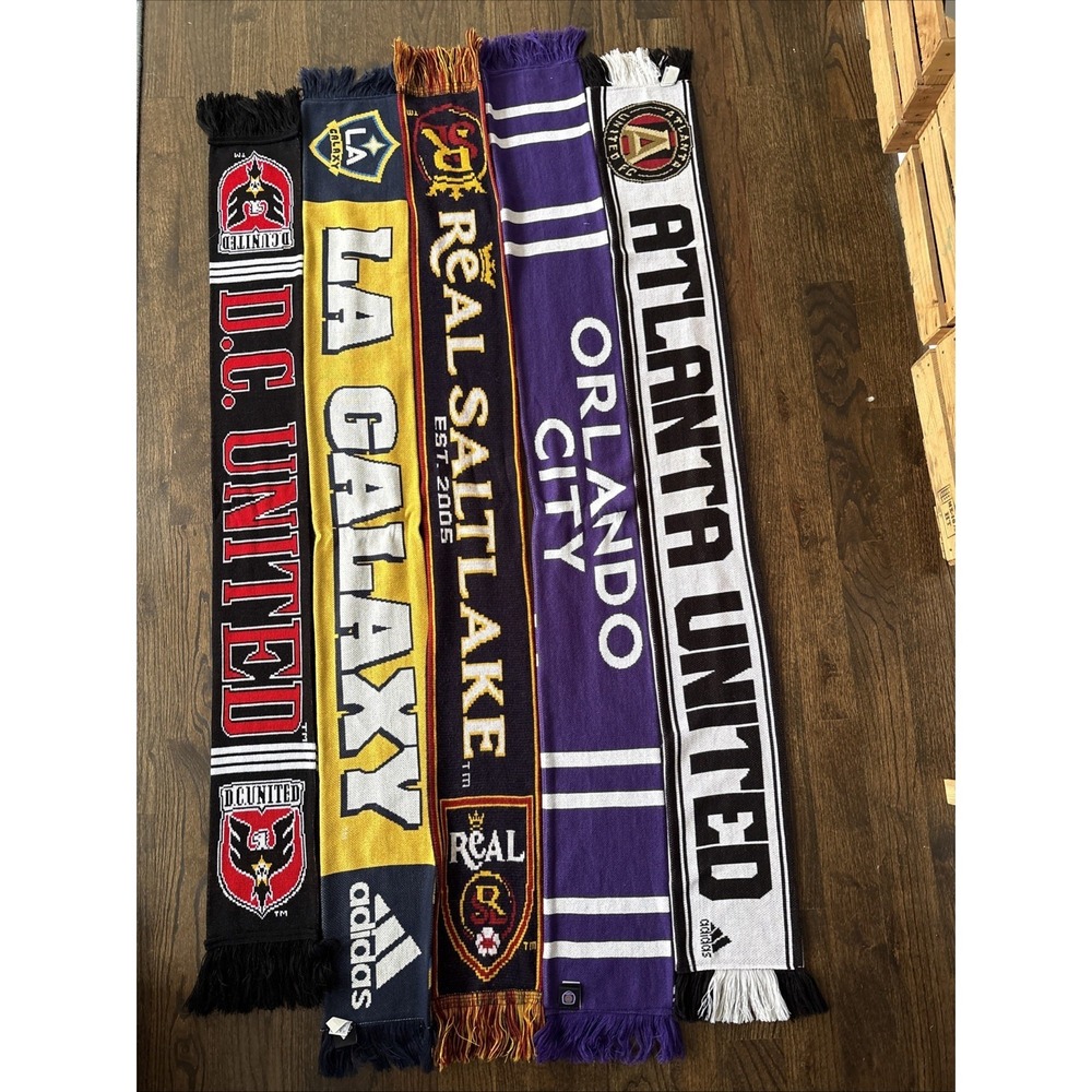 MLS Soccer Scarf Lot Of 5 Adidas Atlanta LA DC Salt Lake Orlando